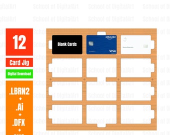 Metal Business Card Jig, 3.4 x 2.1 inches - Common Credit Card Size, Card Engraving Jig, Laser Jig, Laser Cut Files, Laser Cut, 12 Card Jig