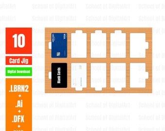 Metall Visitenkarten Jig, 3,4 x 2,1 Zoll - Gängige Kreditkartengröße, Kartengravur Jig, Laser Jig, Laser Cut Files, Laser Cut, 10 Card Jig