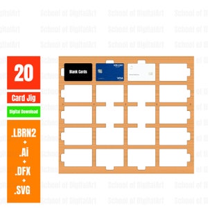 Metalen visitekaartjemal, 3,4 x 2,1 inch (gemeenschappelijk creditcardformaat), kaartgravuremal, lasermal, lasergesneden bestanden, lasergesneden, kaartmal voor 20 kaarten
