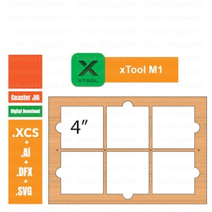 4 inch Slate Coaster Jig for xTool M1, 6 Pieces, Coaster Jig for Alignment for Engraving Coasters, Digital Files (.xcs, .svg, .dfx)