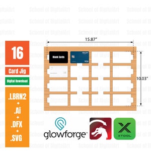 Gabarit de carte de visite en métal, 3,4 x 2,1 pouces - Taille de carte de crédit commune, gabarit de gravure de carte, gabarit laser, fichiers découpés au laser, découpe laser, gabarit de 16 cartes