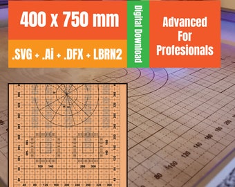 基本的な廃棄物グリッド 400 x 750 mm レーザー マシン。Lightburn ファイル対応。TTS、Glowforge、Fiber、LF30、Omtech、Creality、Atomstack、Sculpfun、その他