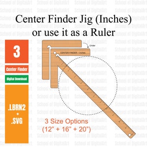 Basic Center FinderTool, Center Finder Ruler, Center Finder svg, Radius Jig, Ruler, xTool, Lightburn File, Glowforge file, Wood working, D1