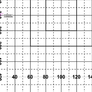 May include: A black and white grid with a black square outlined in black. The grid is numbered from 20 to 420 on the left side and from 20 to 160 on the bottom.