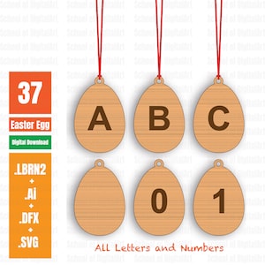 Huevo de Pascua svg, Huevo de Pascua láser svg, Adornos de Pascua, Archivos láser de Pascua, Alfabeto de Pascua, Signo de bienvenida de Pascua, Mis primeras cartas de Pascua