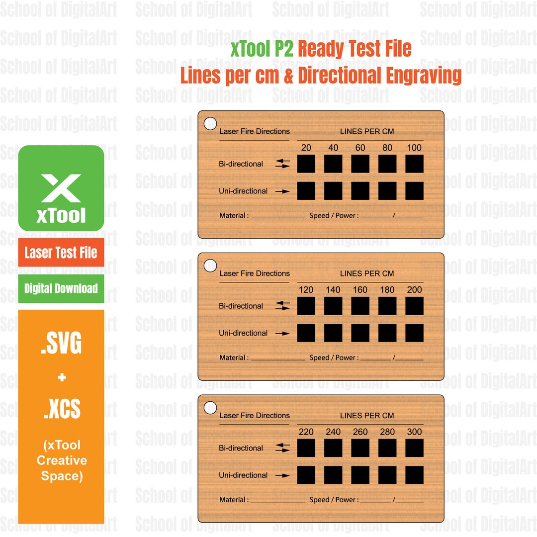 Xtool P2 Engrave Test File for Lines for Cm, Laser Test File, Laser Cut
