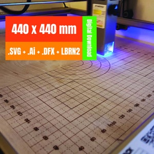 Basic Waste Grid 440x440 for laser machines. Lightburn ready to engrave + .dxf + .svg + ai file Templates for increased engraving