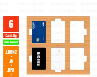 Metall Visitenkarten Jig, 3,4 x 2,1 Zoll - Gängige Kreditkartengröße, Kartengravur Jig, Laser Jig, Laser Cut Files, Laser Cut, 6 Card Jig