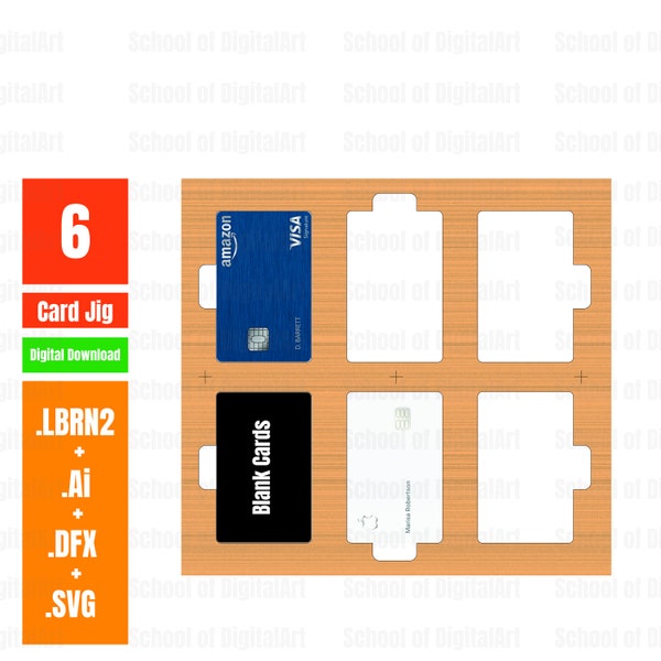 Metal Business Card Jig, 3.4 x 2.1 inches - Common Credit Card Size, Card Engraving Jig, Laser Jig, Laser Cut Files, Laser Cut, 6 Card Jig