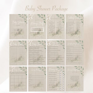 Elegantes Boho Baby Shower Spiel Bundle | Boho | Baby Mädchen | Baby Junge| A1.A2.A3.A4.A5