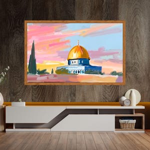 Colorful Mosque Digital Art | Islamic Frame TV Art | Ramadan Home Decor | Mosque Wall Art | Islamic Printable Art, spring colors