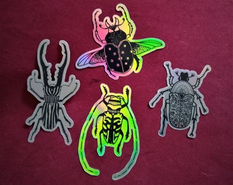 Stickers vinyle holographiques scarabées insectes