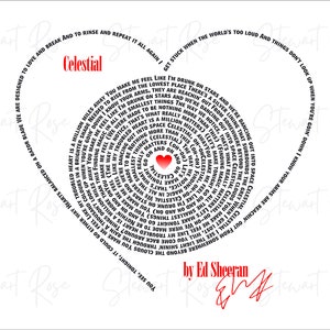 Celestial by Ed Sheeran - Digital Files, PNG, Ai, Jpeg, SVG, Heart Option & Stylus Option Available