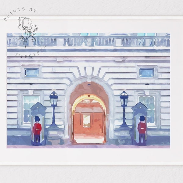 Buckingham Palace, Watercolor, digital print, London