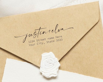 Return Address Stamp with Style | Wedding Address Stamp | Couple address stamp | Self Inking Return Address Stamp,Calligraphy Address Stamp