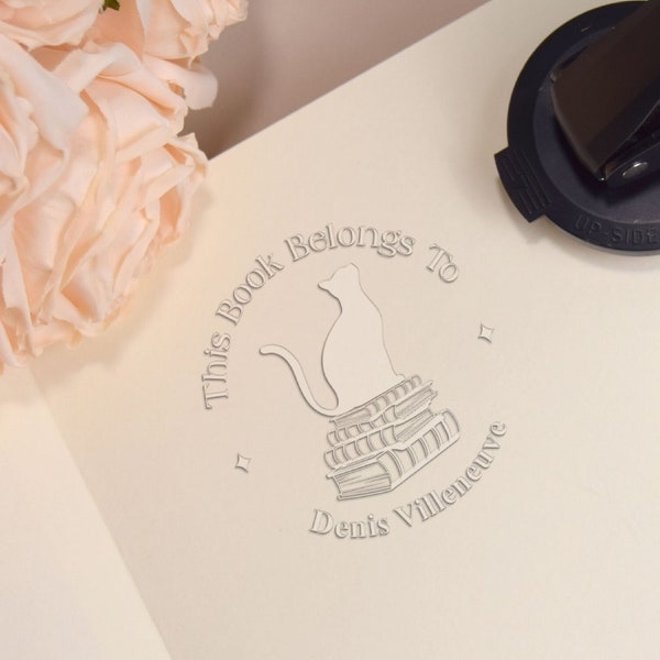 Personalized Book Embosser | Custom Book Embosser Stamp | Book Embosser | Book Embosser Personalized Cat |Book Embosser Personalized initial