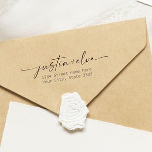 Return Address Stamp with Style | Wedding Address Stamp | Couple address stamp | Self Inking Return Address Stamp,Calligraphy Address Stamp