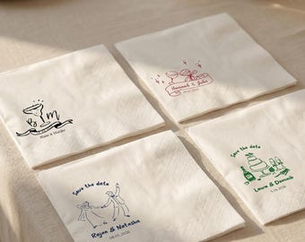 Servilletas de boda personalizadas - Servilletas de cóctel personalizadas para fiestas de boda - Fiesta de cóctel vintage
