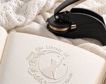 Personalized Book Embosser Custom Library Stamp - Mothers Day Gifts for Book Lovers Embosser Stamp Book Gift