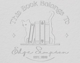 Personalized Book Embosser | Custom Book Embosser Stamp | Book Embosser | Book Embosser Personalized Cat |Book Embosser Personalized initial