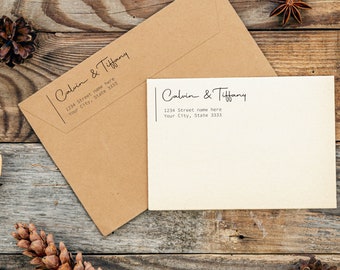 Return Address Stamp with Style | Wedding Address Stamp | Couple address stamp | Self Inking Return Address Stamp,Calligraphy Address Stamp