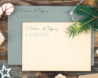 Return Address Stamp with Style | Wedding Address Stamp | Couple address stamp | Self Inking Return Address Stamp,Calligraphy Address Stamp