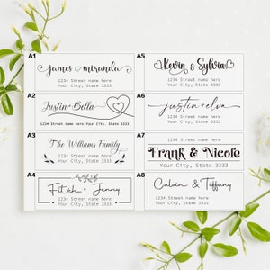 Return Address Stamp with Style Wedding Address Stamp Couple address stamp Self Inking Return Address Stamp,Calligraphy Address Stamp image 2