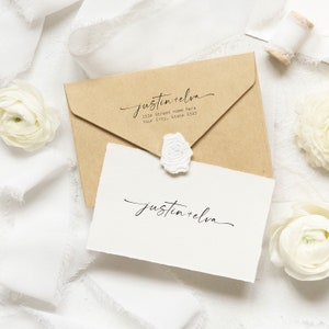 Return Address Stamp with Style | Wedding Address Stamp | Couple address stamp | Self Inking Return Address Stamp,Calligraphy Address Stamp