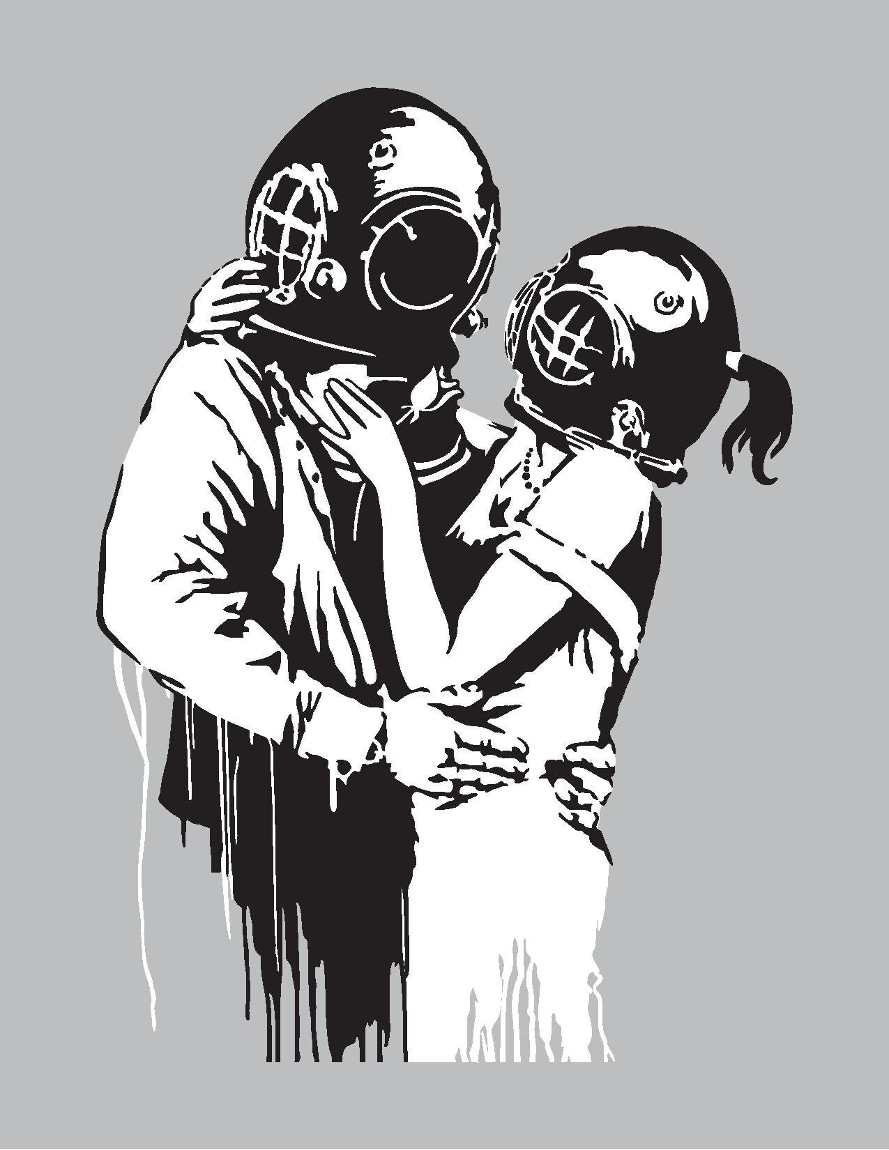 Banksy Love Deep Couple Underwater Diving Digital File EPS