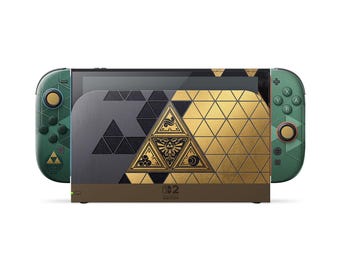 Legend of Zelda Limited Edition Inspired Nintendo Switch 2 Skin, Green Gold Anniversary Switch OLED Cover Wrap, Gold  Custom Switch 3M Vinyl