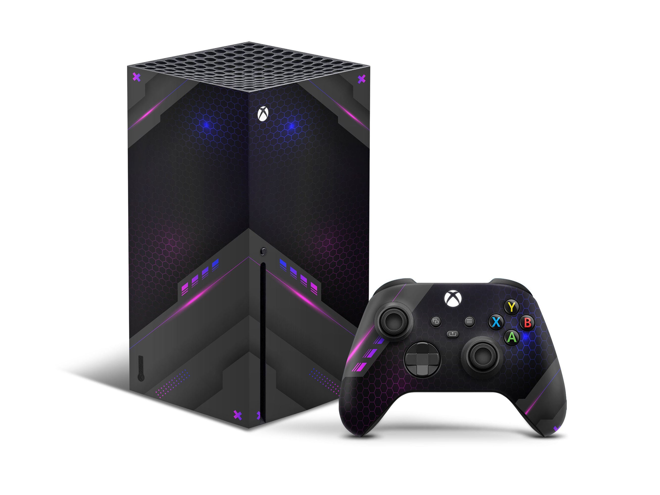 Neon Galatic Slate Black Xbox Series X Skin, Abstract Purple Black Neon ...