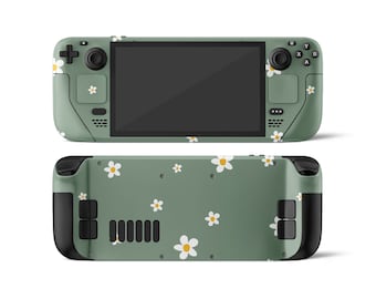 Forest Daisy Steam Deck Skin, Forest Hübsche Gänseblümchen dunkelgrüne Salbei Colorwave Steam Deck OLED-Konsolen-Abdeckung, Ventil Steam Deck Vinyl 3 M