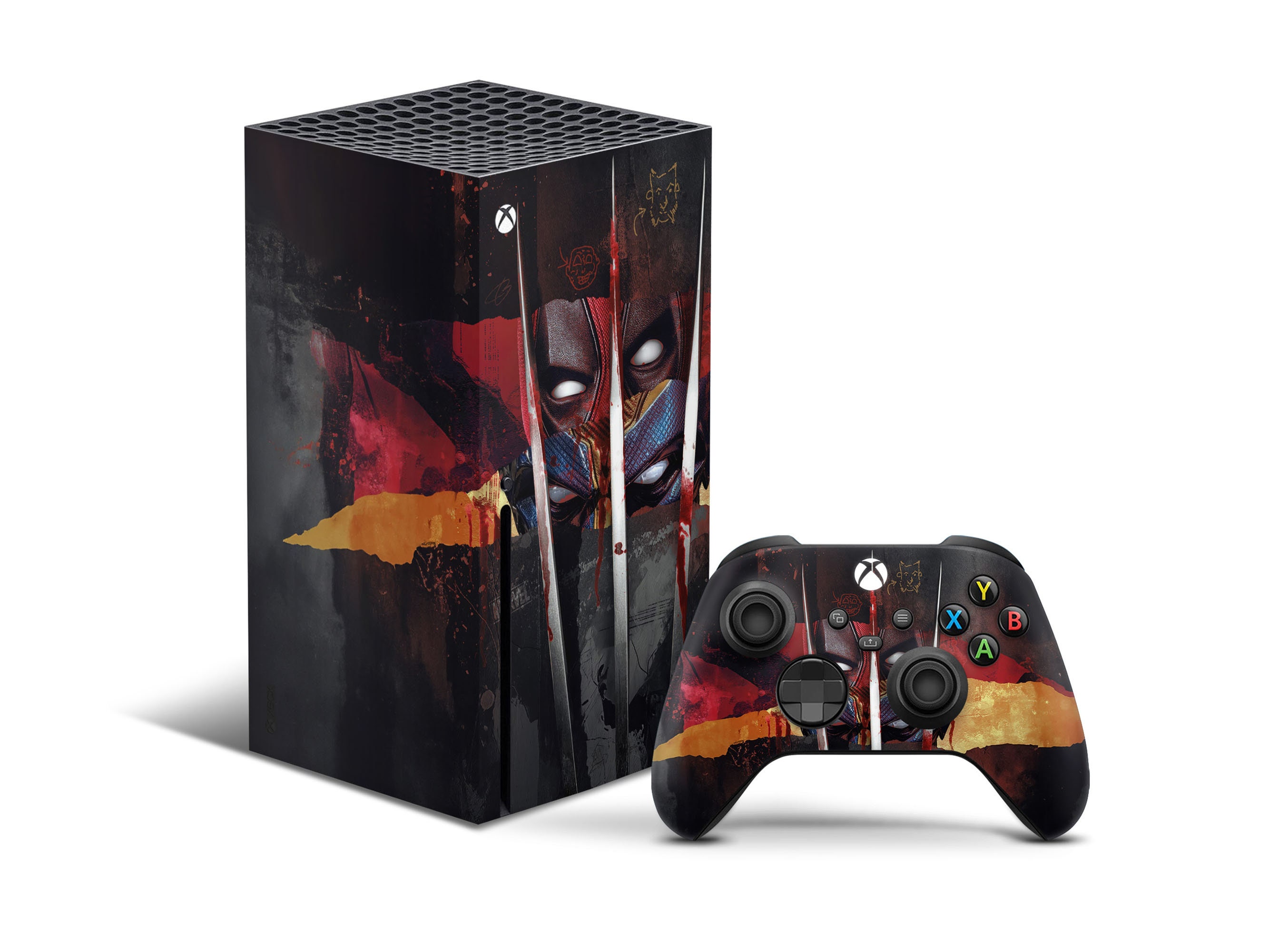 Deadpool Wolverine Xbox Series X Skin Cartoon X Men Xbox Series S Skin Decal Superhero Minimalist Xbox Cover Controller 3M Vinyl Wrap