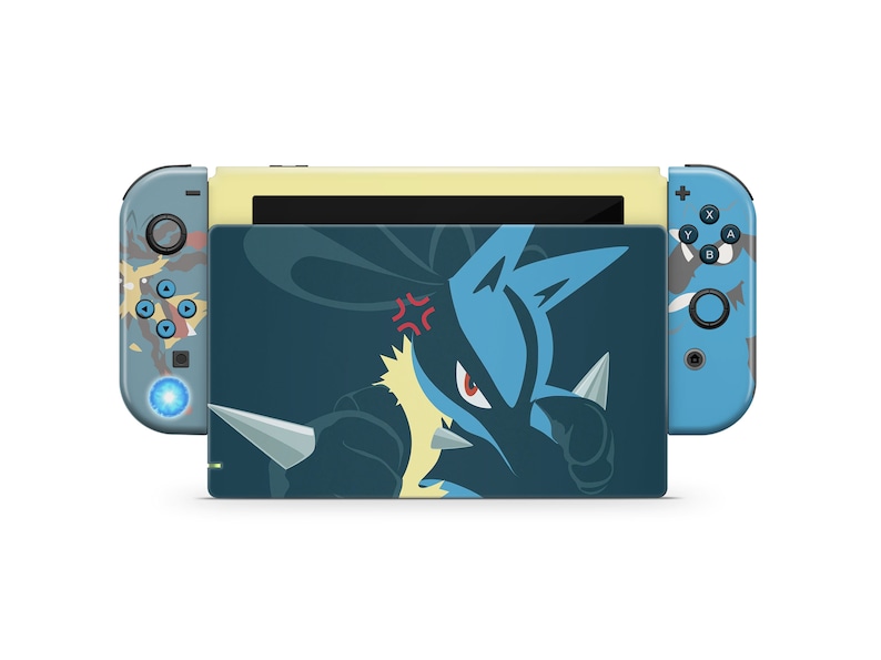 Pokemon Lucario Blue Nintendo Switch Skin, Pokemon Pretty Blue Switch 2 Skin, OLED Console Vinyl Joycons 3M Cover Vinyl Skin Wrap image 1