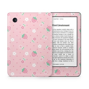 Schattige roze aardbei madeliefje Kobo Skin, kawaii bloemen roze pastel zachte bloemen, Rakuten Kobo eBook Clara Libra Nia cover sticker eReader Skin 3 M