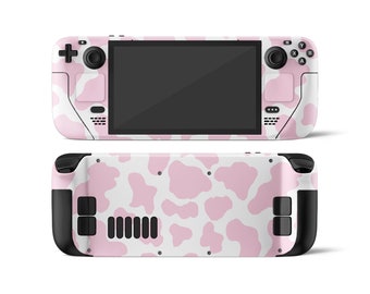 Pretty Pink Cow Steam Deck Skin, Strawberry Pink Pattern Steam Deck OLED Console Cover, Valve Steam Deck Vinyl 3M