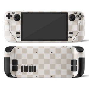 Beige Checkered Steam Deck Skin, Pretty Brown Pattern Soft Colorwave Steam Deck OLED Console Cover, Valve Steam Deck Vinyl 3M Wrap