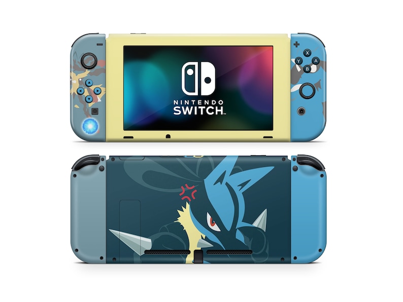 Pokemon Lucario Blue Nintendo Switch Skin, Pokemon Pretty Blue Switch 2 Skin, OLED Console Vinyl Joycons 3M Cover Vinyl Skin Wrap image 4