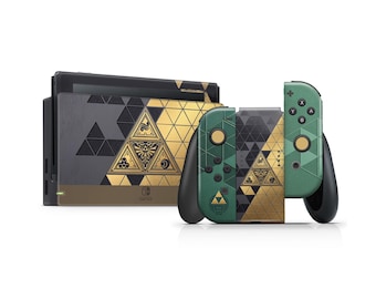 Legend of Zelda Limited Edition Inspired Nintendo Switch Skin, Green Gold Anniversary Switch 2 Skin OLED Console Vinyl Joycons 3M Cover Skin