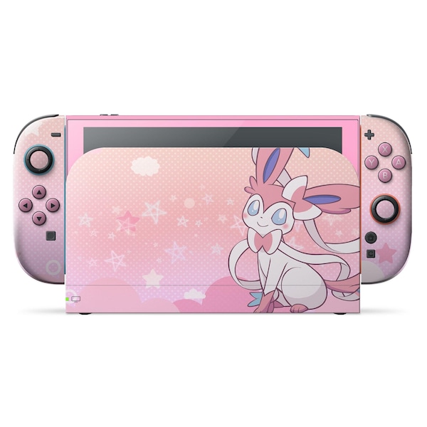 Pokemon Sylveon Pink Nintendo Switch 2 Skin, Pokemon Pretty Pink Eeveelution Switch OLED Console Joycons Vinyl Wrap, Cover Skin 3M Wrap