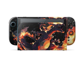 Charizard Flames Nintendo Switch 2 Skin, Artistic Charizard Pokemon Legends Switch OLED Console Joycons Vinyl Wrap, Cover Skin 3M Wrap