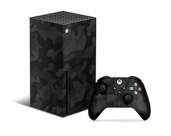 Black Camo Xbox Series X Skin, Dark Camo Grey Texture Xbox Series S Skin Decal, Artistic Custom Xbox Cover Controller 3M Vinyl Wrap