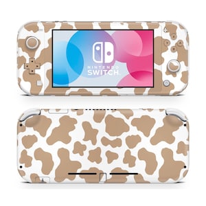 Adesivo para Nintendo Switch Lite com estampa de vaca e café com leite, em vinil marrom e bege, para console Switch, 3 m.