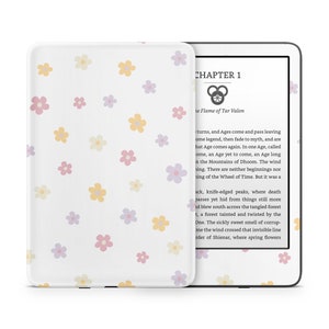 Retro madeliefje wit Kindle Skin, schattige madeliefje bloemen zachte pastelkleuren esthetiek, Amazon Kindle kleur zacht papierwit Oasis stickeromslag e-reader 3 m vinyl