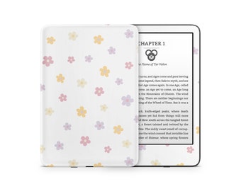 Retro Daisy White Kindle Skin, Cute Daisy Floral Soft Pastels Aesthetic, Amazon Kindle Paperwhite Oasis eBook Decal Wrap eReader 3M Vinyl