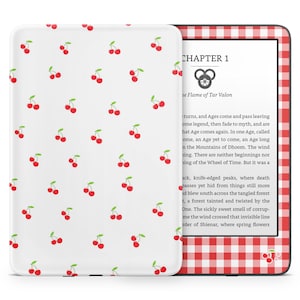 Custodia per Kindle Cherry Picnic, Kawaii Cute Cherry Coquette, decalcomania per eBook Amazon Kindle Colorsoft Paperwhite Oasis, 3M Vinyl Skin