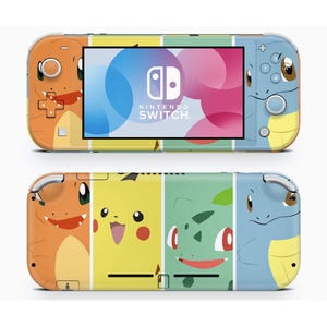 Pokemon Kanto Starter Nintendo Switch Lite Skin, Pikachu Bisasam Glumanda Schiggy Switch Vinyl Wrap Switch Lite Cover 3 M Wrap