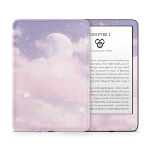 Custodia Kindle con nuvole viola, teneri nuvole lunari pastello, motivo Amazon Kindle Colorsoft Paperwhite Oasis, decalcomania per eReader, vinile 3M