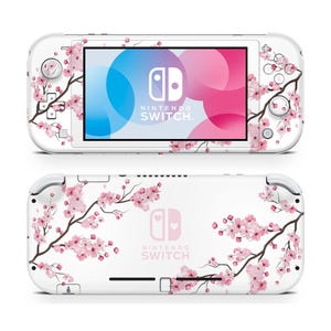White Pink Cherry Blossom Nintendo Switch Lite Skin, Pink Floral Flower Switch Console Vinyl Wrap, 3M Nintendo Switch Lite Cover Skin