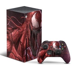 Roter Carnarge XBox Series X Skin, Cartoon Symbiote xBox Series S Skin Aufkleber, Superheld xbox Controller 3M Vinyl Wrap